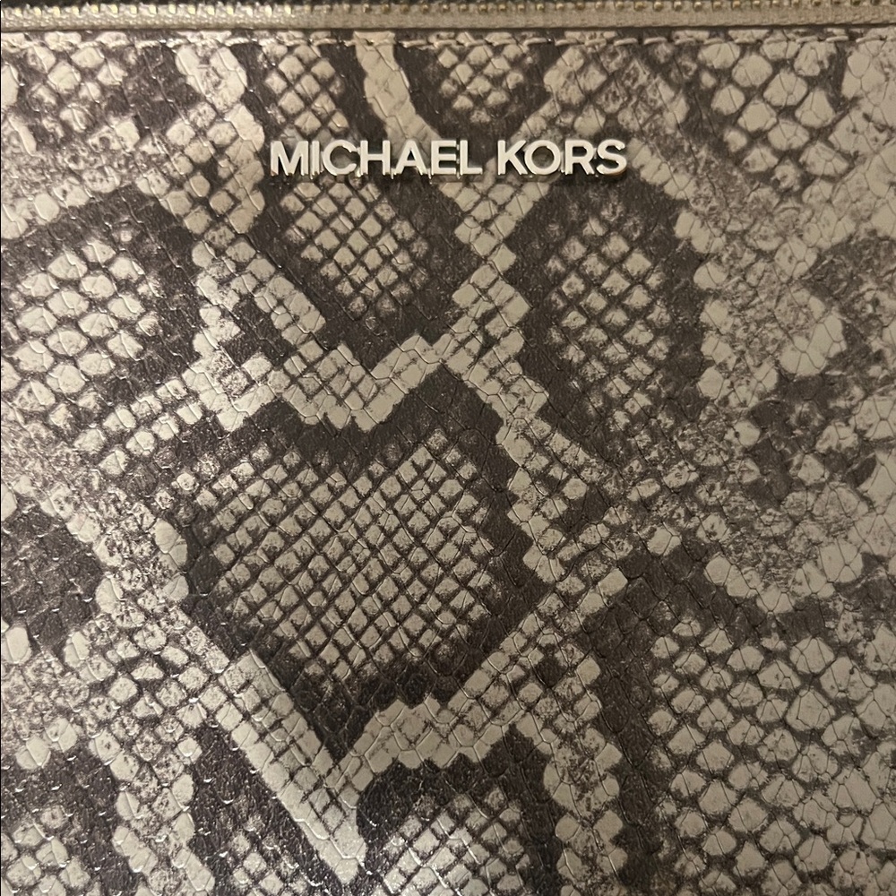 Michael Kors Python Pattern Clutch - Black and Cr… - image 2